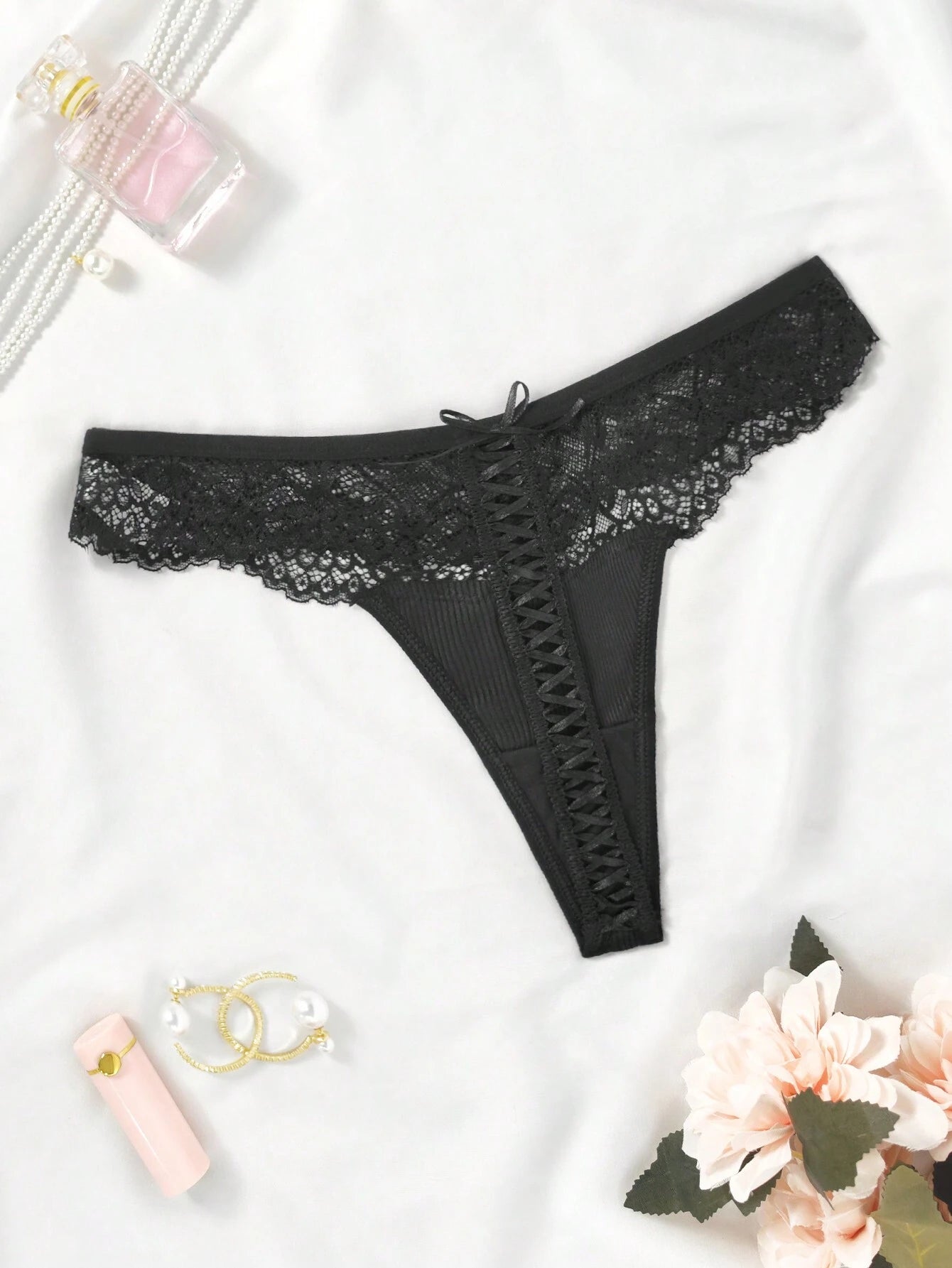 Sexy Lace Patchwork Women Thong Lingerie