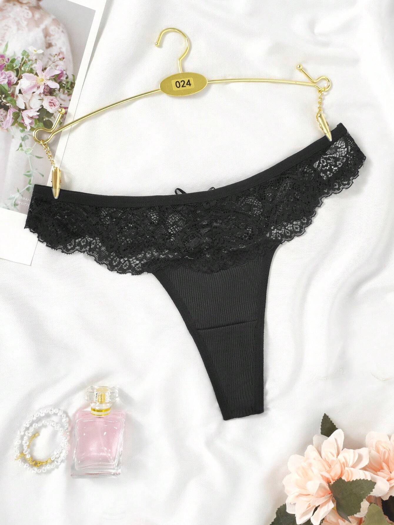 Sexy Lace Patchwork Women Thong Lingerie