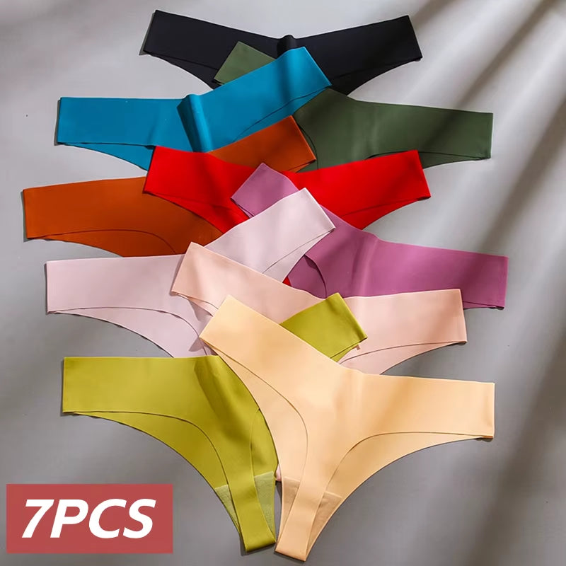 7 Pieces Sexy Lingerie Women'S Seamless Panties Silk Female Underwear for Women Elasticity Thongs Secret G-String Fashion Tangas