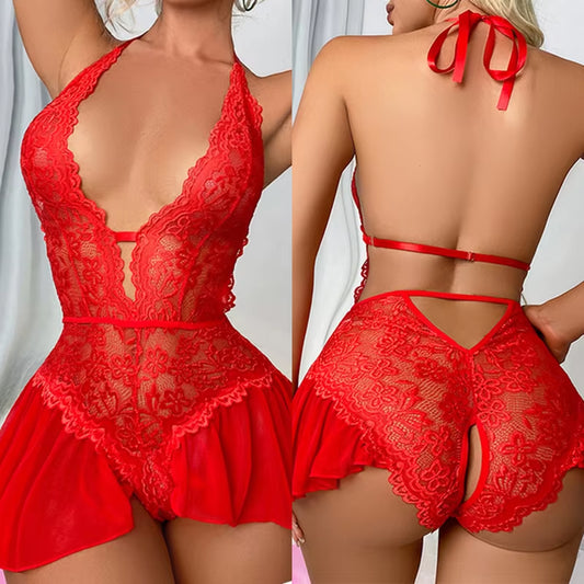 Hot Erotic Sexy Lingerie Sexy Costume Wedding Erotic Underwear Open Crotch Bra Lace Women Babydoll Dress Women Sex Clothes