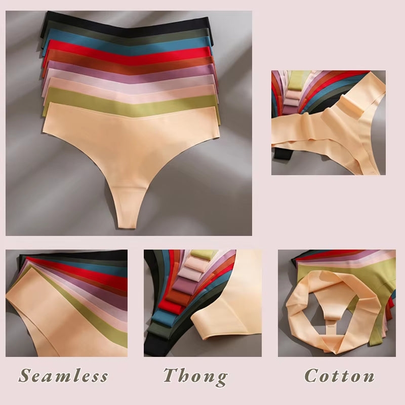 7 Pieces Sexy Lingerie Women'S Seamless Panties Silk Female Underwear for Women Elasticity Thongs Secret G-String Fashion Tangas